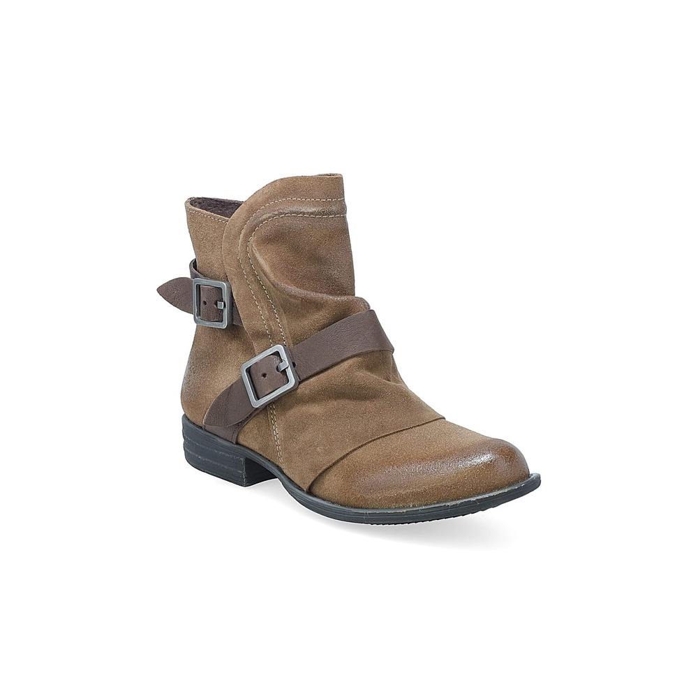 NEW MIZ MOOZ Domenique Buckle Zip Suede Ankle Boots EU 37 / 7 Brown Leather